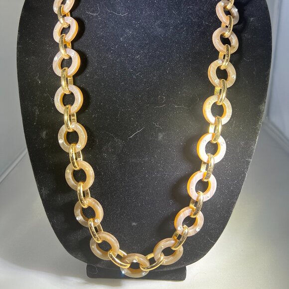 Tortoiseshell, Gold, Sparkle Rings Chain Necklace - Picture 1 of 4